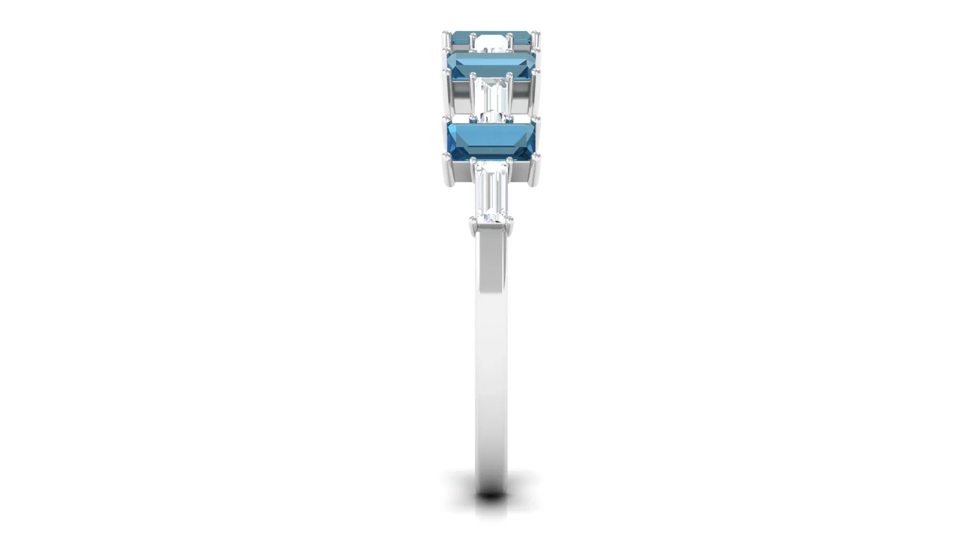 London Blue Topaz and Diamond East West Half Eternity Ring