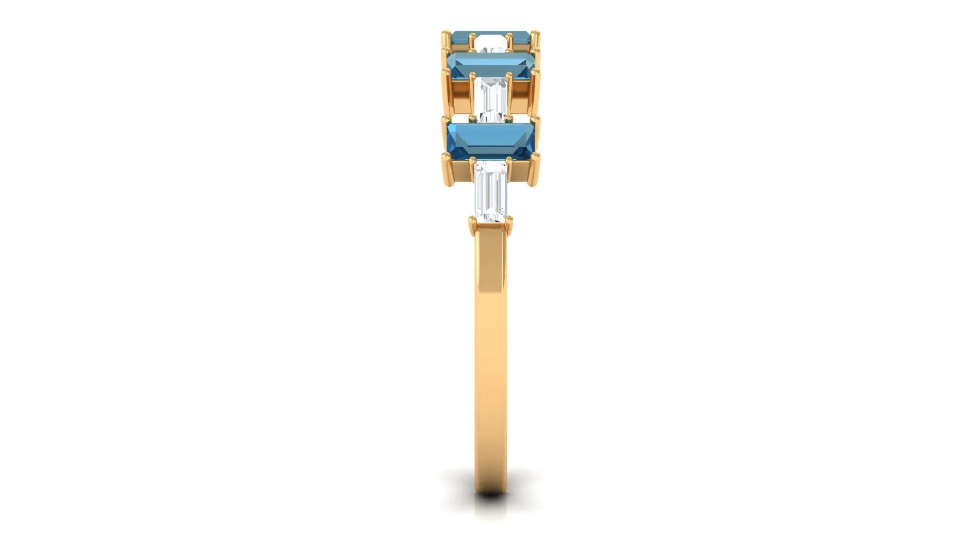 London Blue Topaz and Diamond East West Half Eternity Ring