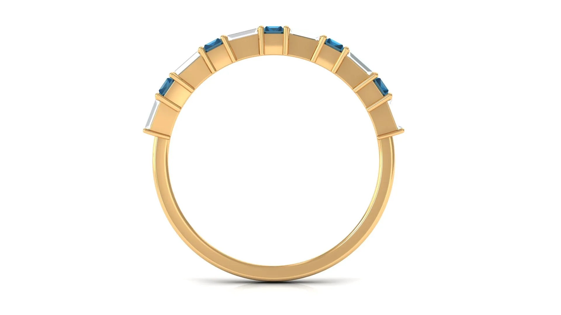 London Blue Topaz and Diamond East West Half Eternity Ring