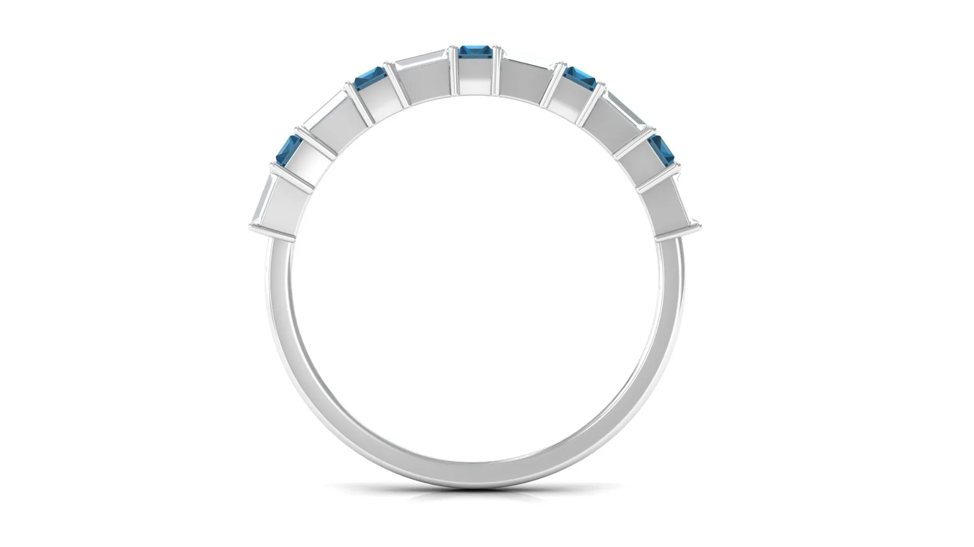 London Blue Topaz and Diamond East West Half Eternity Ring