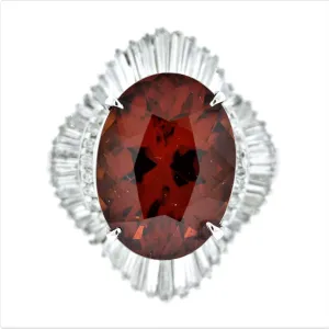 Mandarin Garnet Diamond Platinum Ballerina Ring