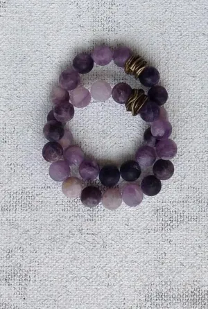 Matte Amethyst Stretch Bangle Bracelet