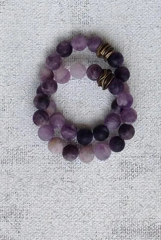 Matte Amethyst Stretch Bangle Bracelet
