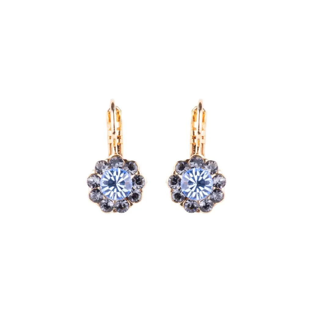 Medium Flower Leverback Earrings in "Morning Mist" - Yellow Gold