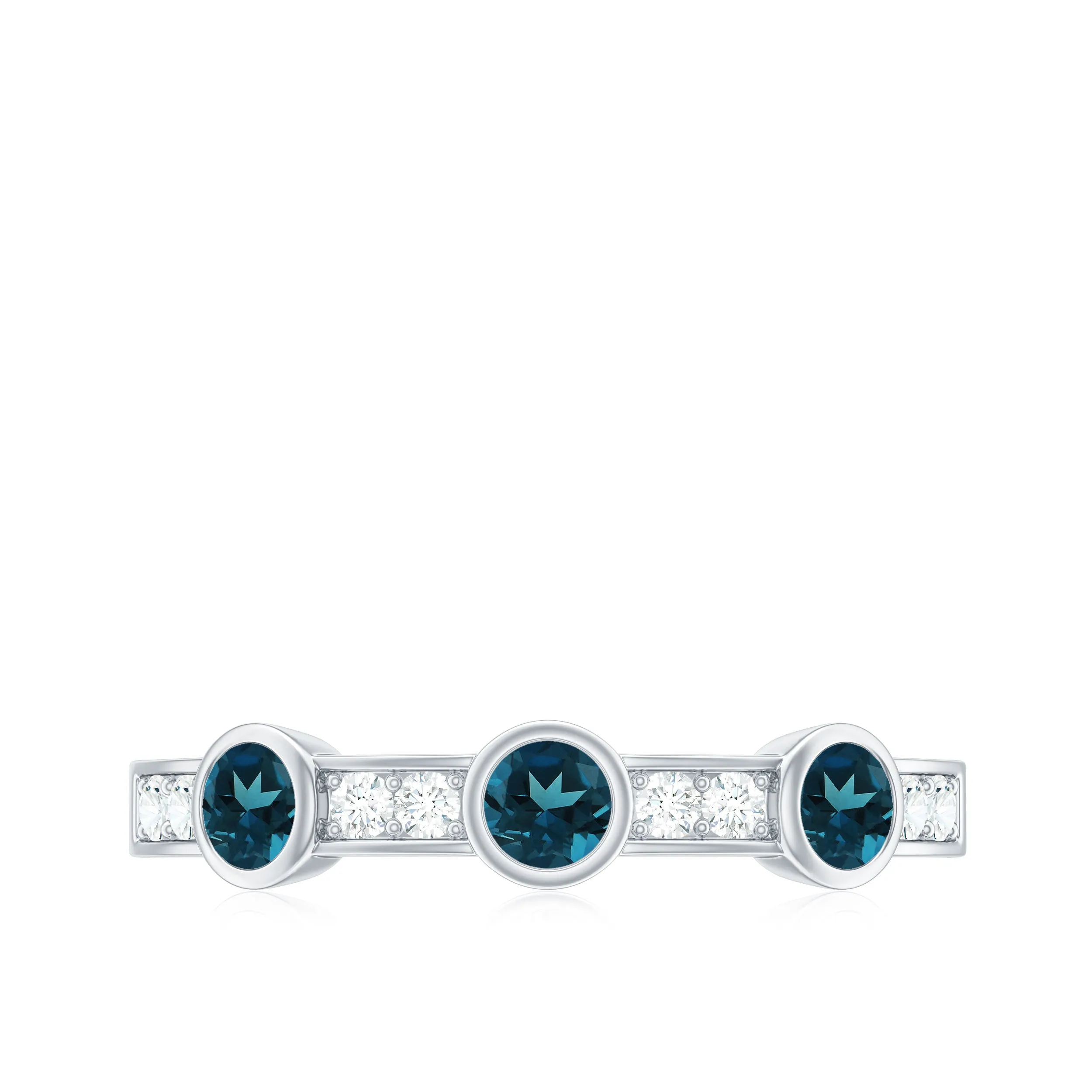 Minimal Half Eternity Ring with London Blue Topaz and Diamond