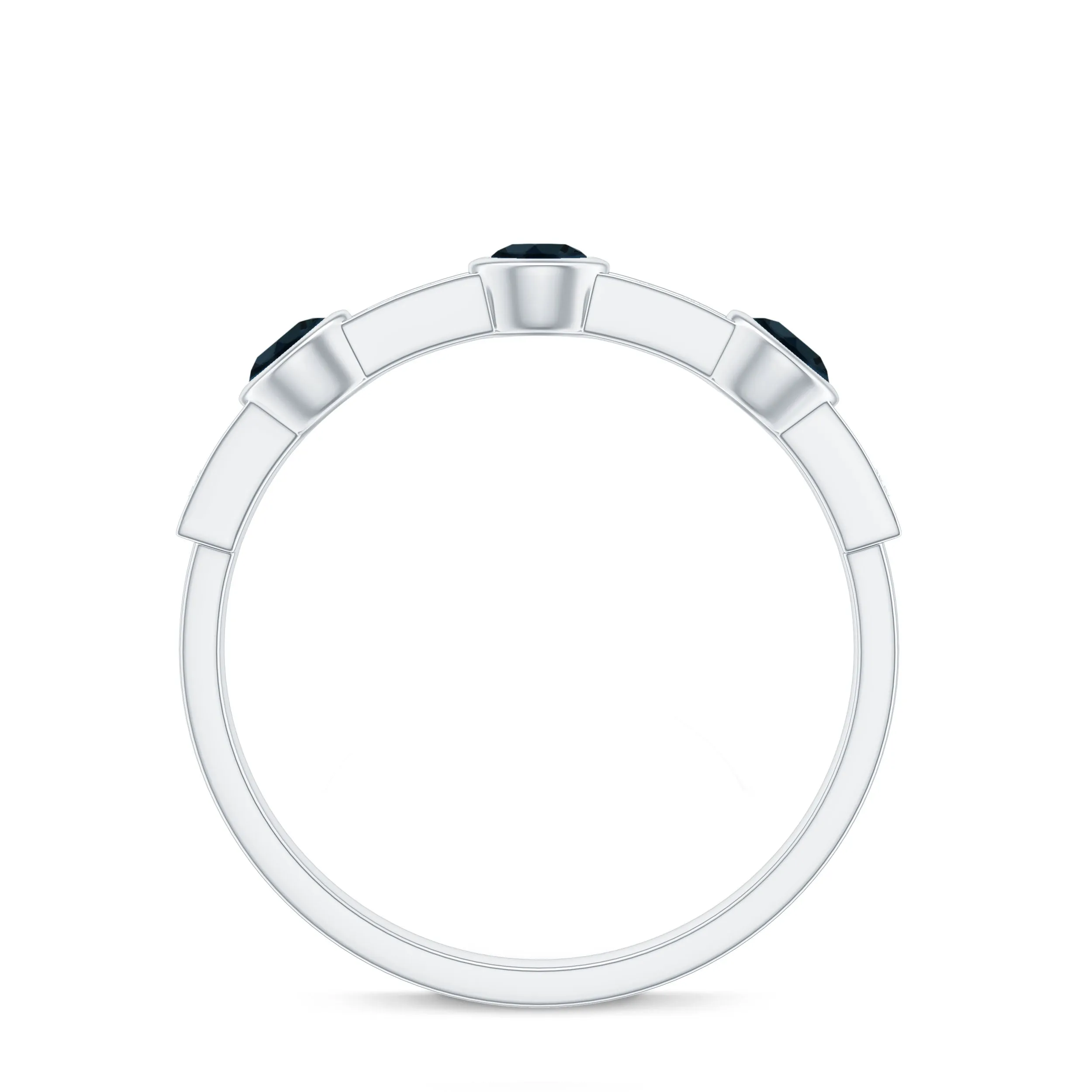 Minimal Half Eternity Ring with London Blue Topaz and Diamond