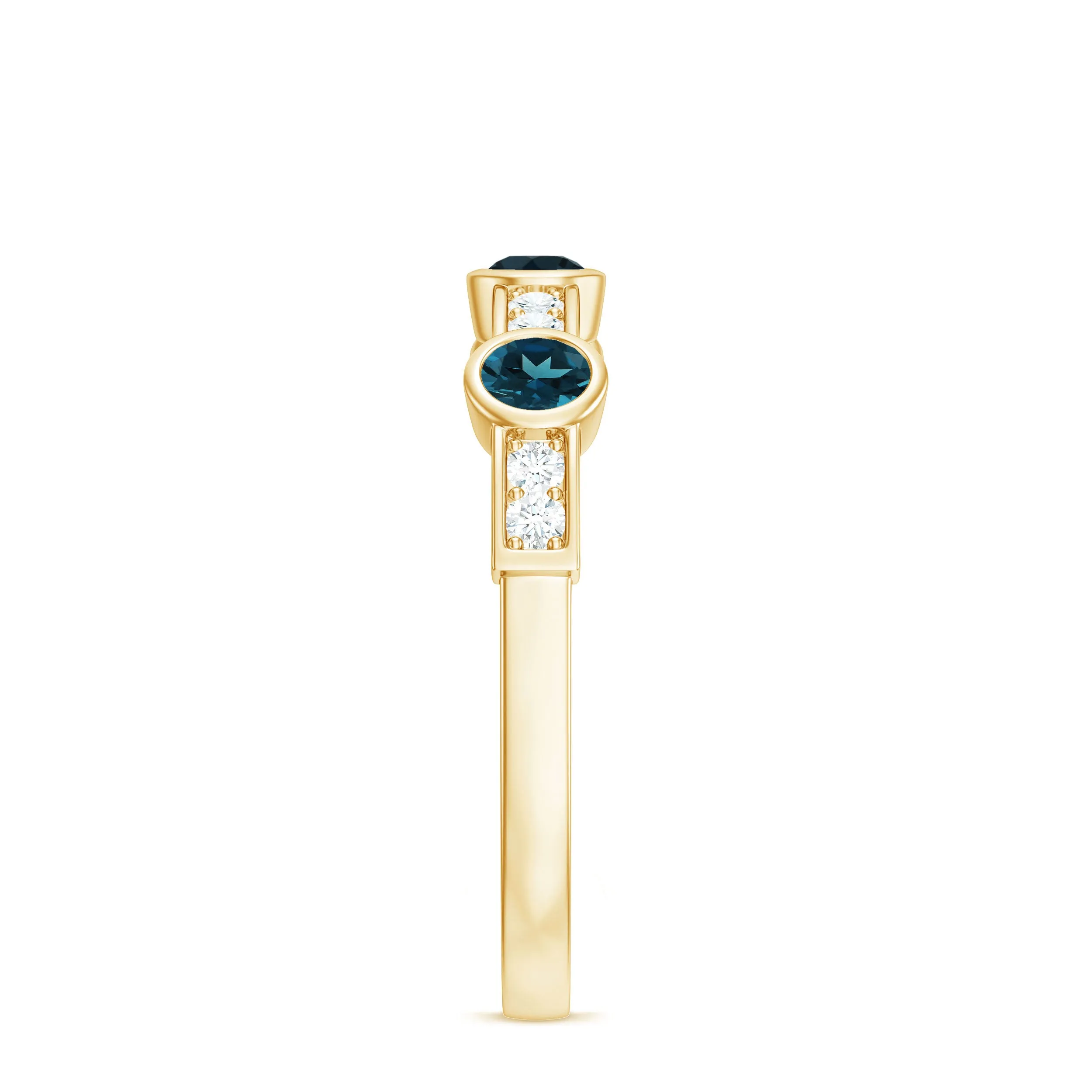 Minimal Half Eternity Ring with London Blue Topaz and Diamond