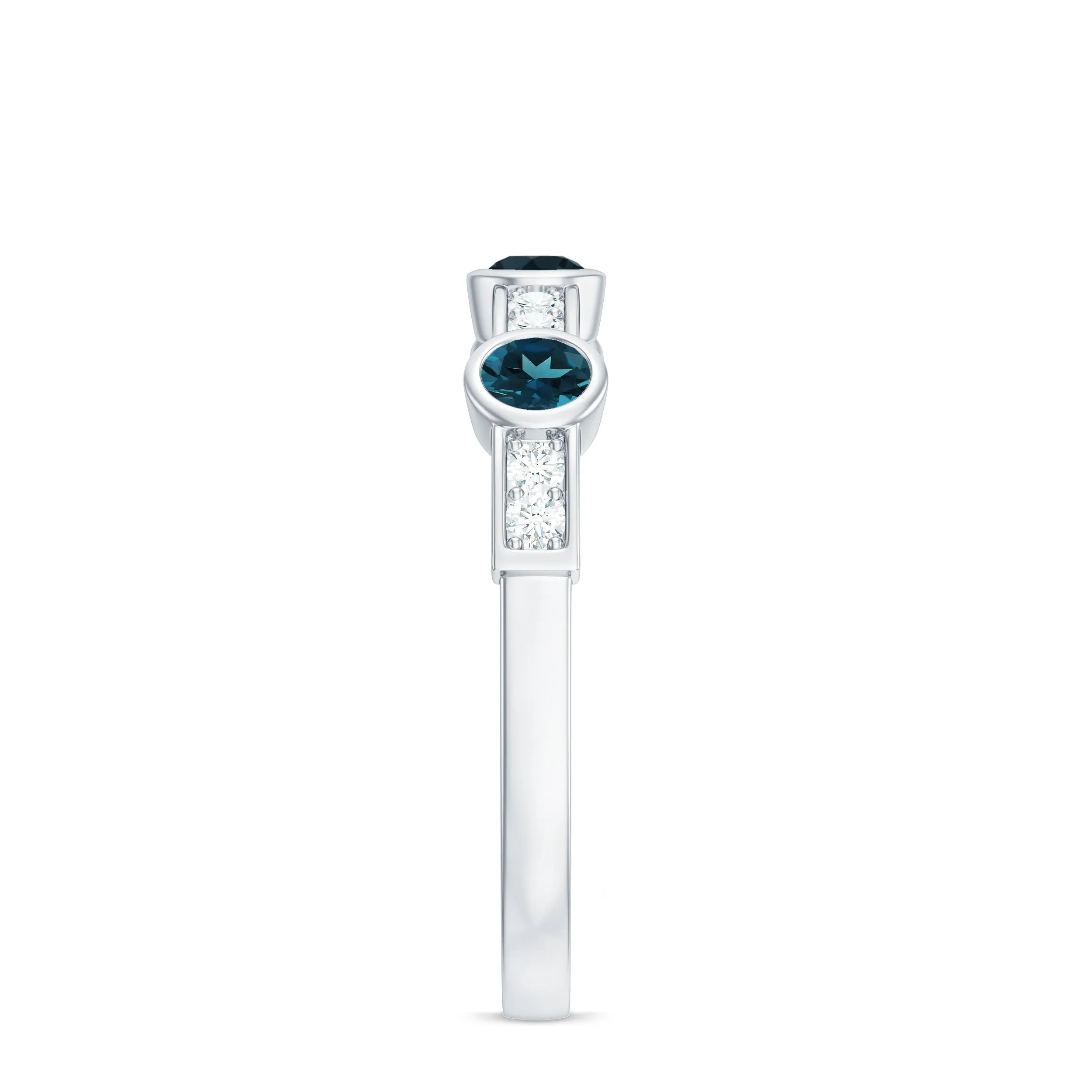 Minimal Half Eternity Ring with London Blue Topaz and Diamond