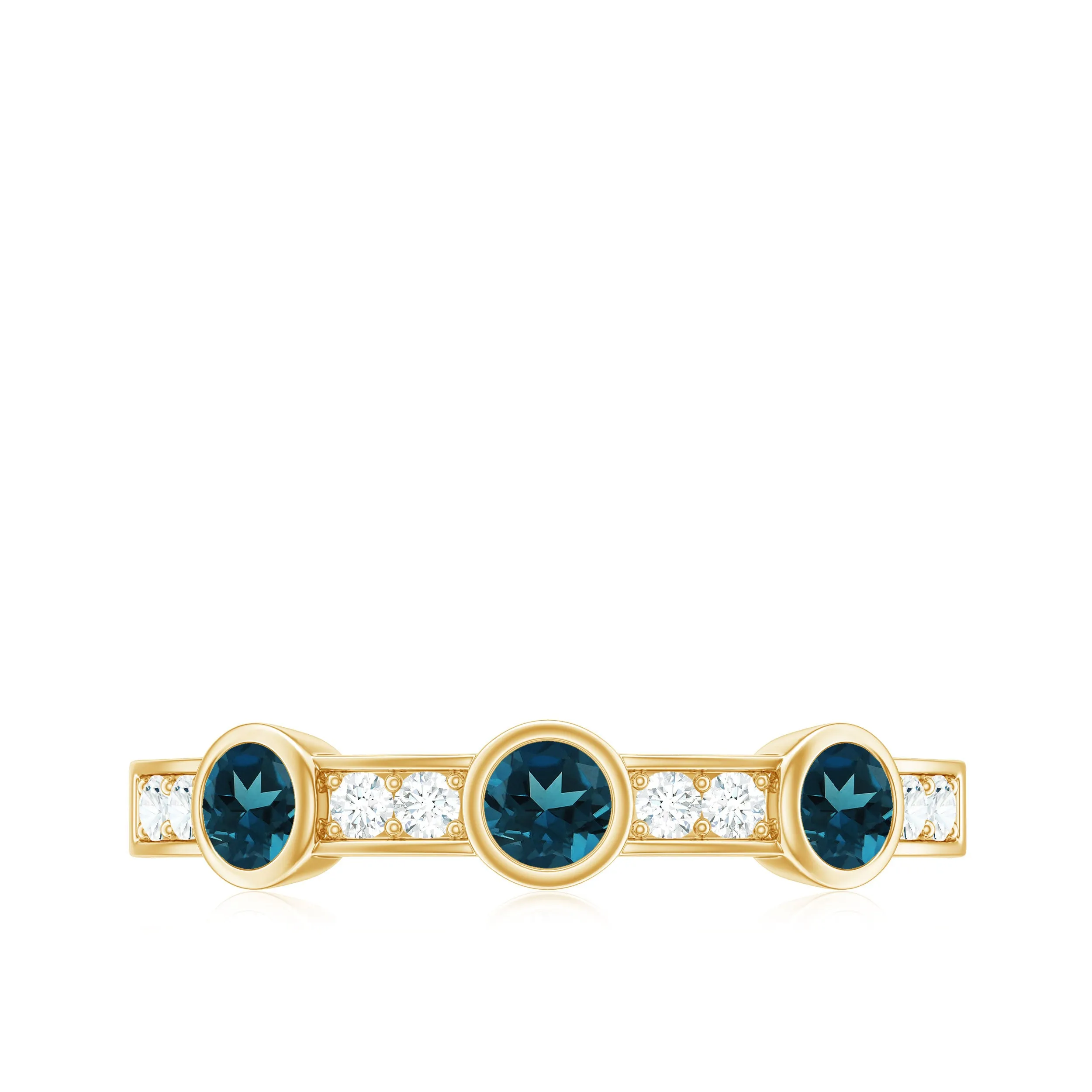 Minimal Half Eternity Ring with London Blue Topaz and Diamond