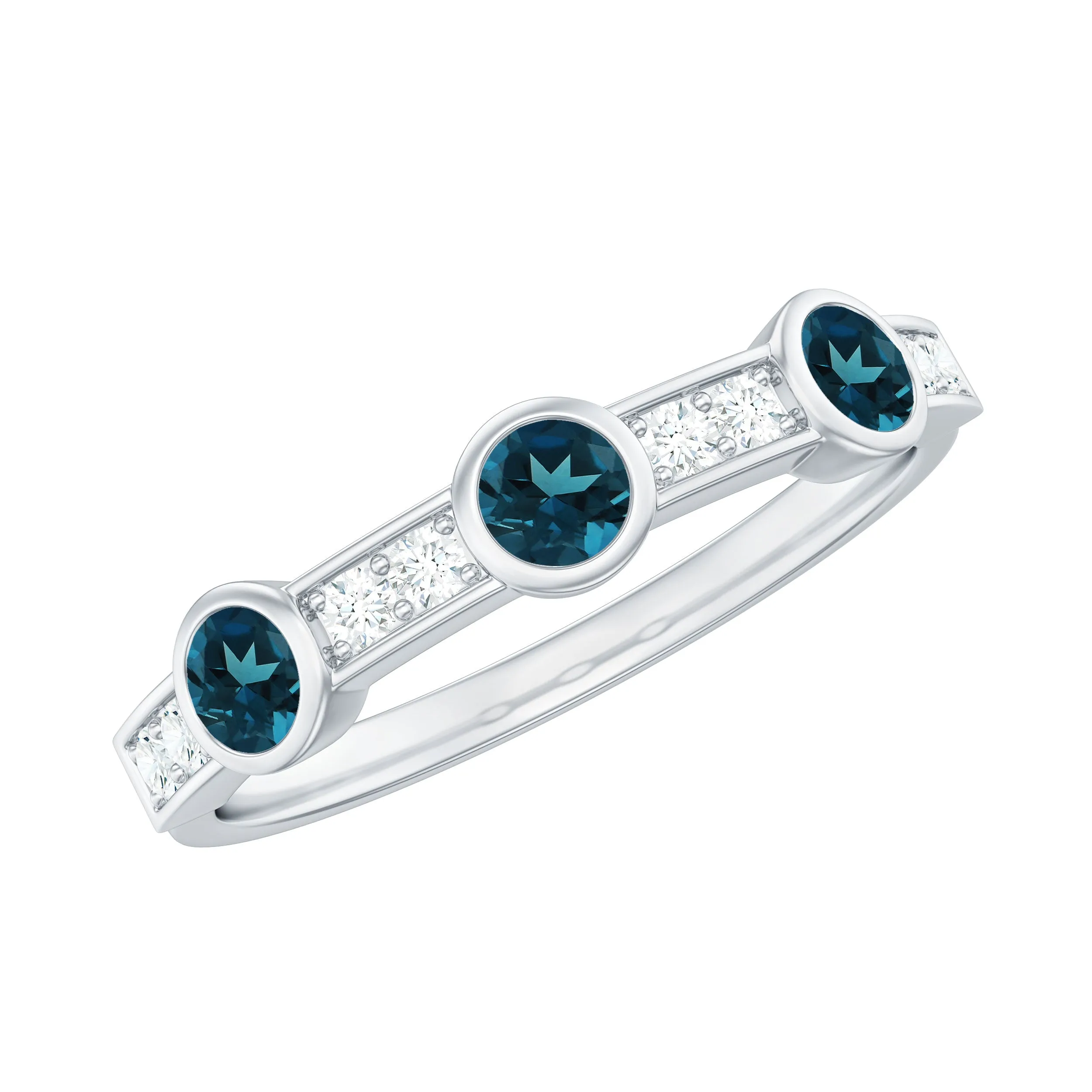 Minimal Half Eternity Ring with London Blue Topaz and Diamond