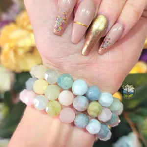 Mixed Beryls Faceted Bracelet for Calm Communication, Confidence and Romance