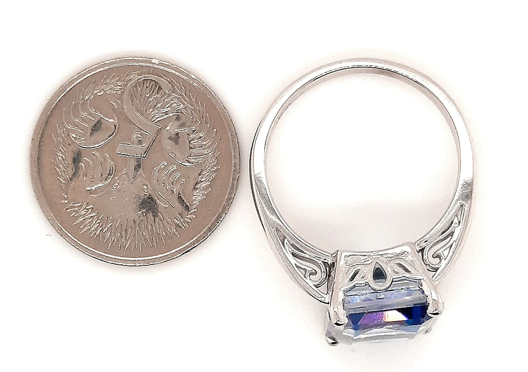 Mystic Topaz & 14ct White Gold Ring