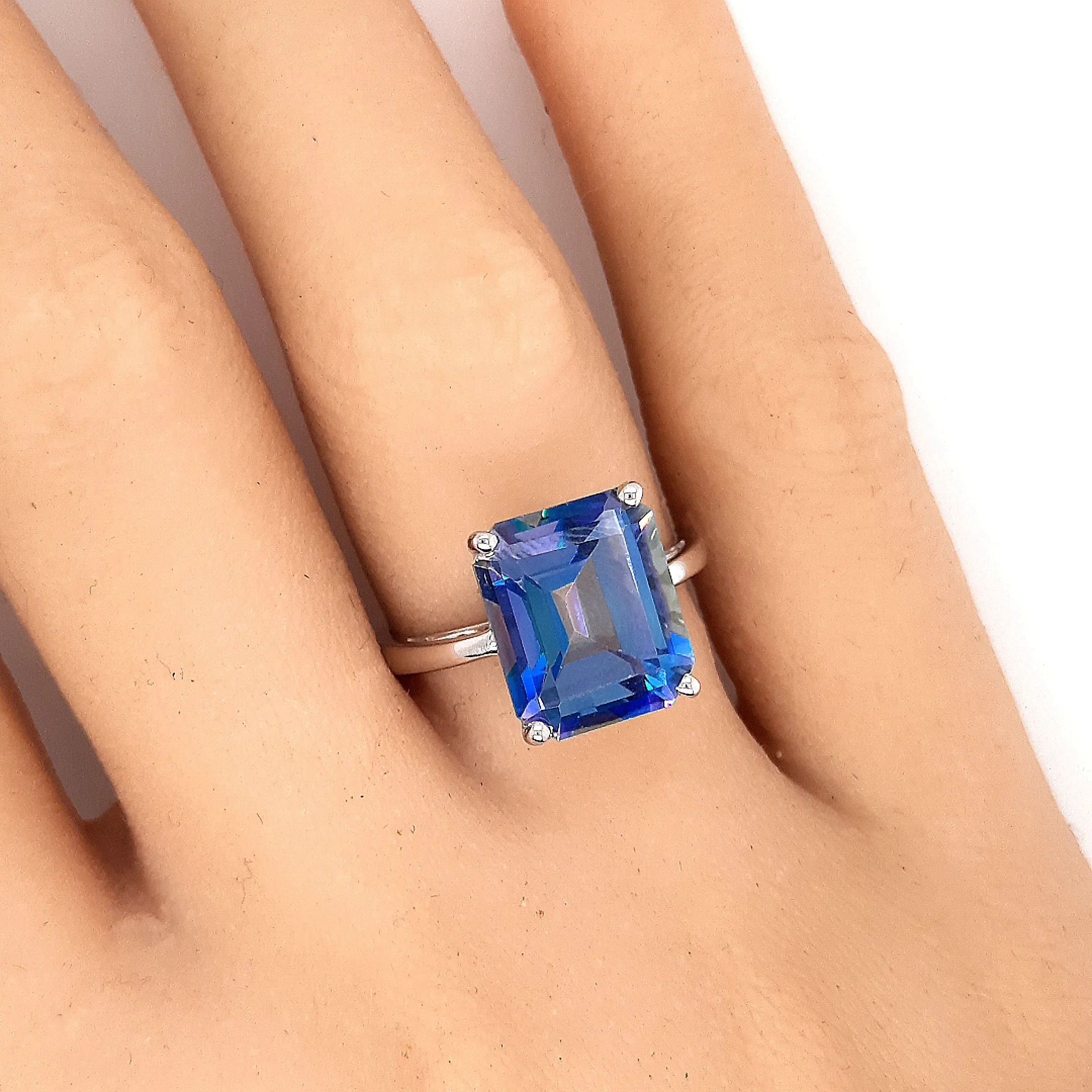 Mystic Topaz & 14ct White Gold Ring