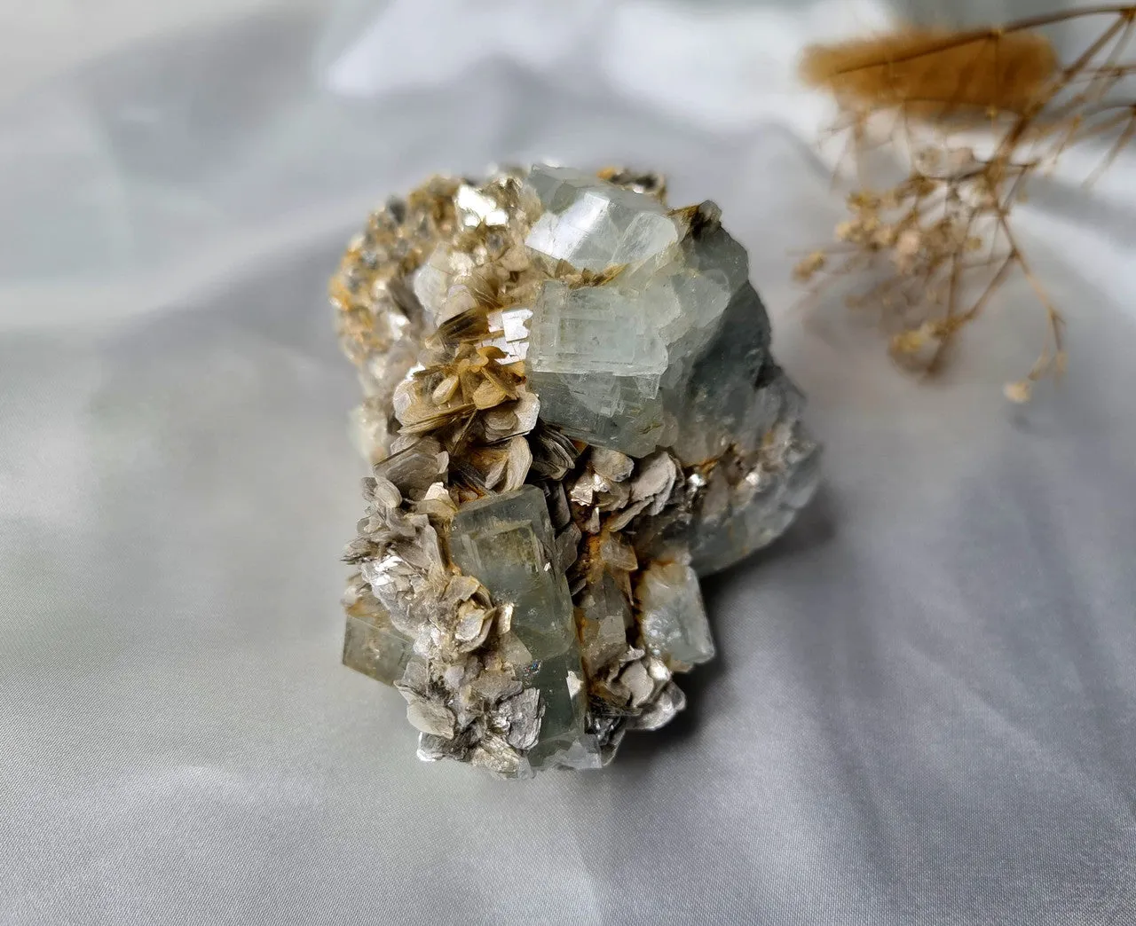 Natural Aquamarine and  Mica Specimen 02