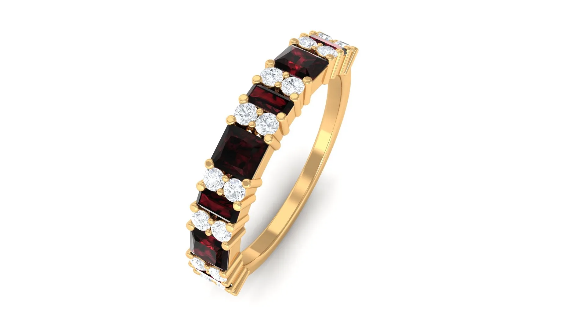Natural Garnet and Diamond Eternity Ring