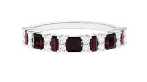 Natural Garnet and Diamond Eternity Ring