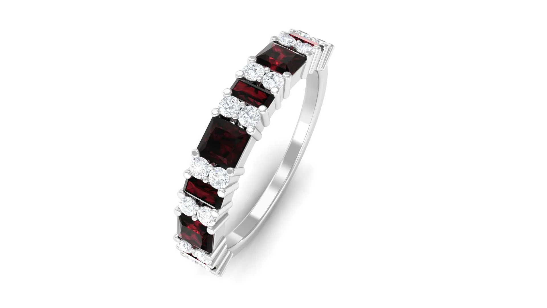 Natural Garnet and Diamond Eternity Ring