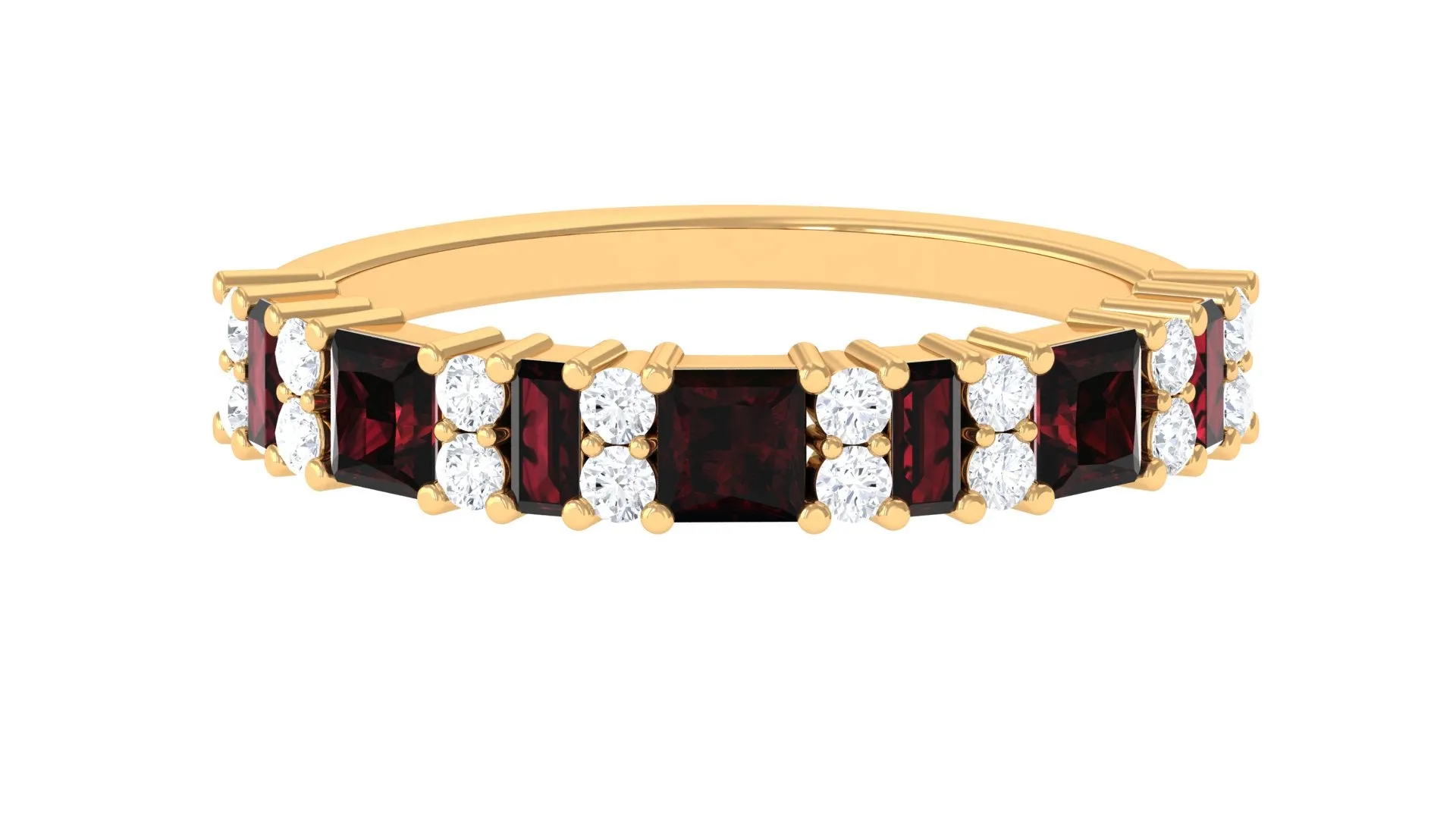 Natural Garnet and Diamond Eternity Ring