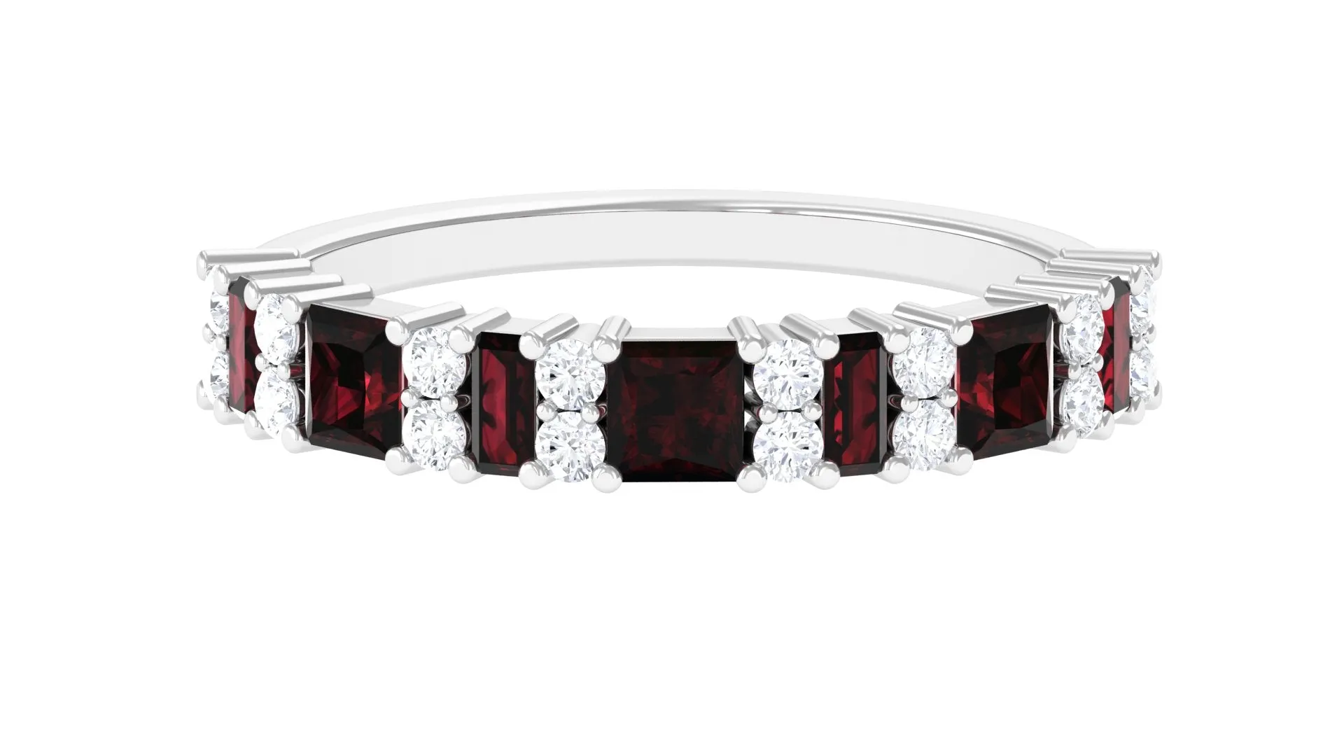 Natural Garnet and Diamond Eternity Ring