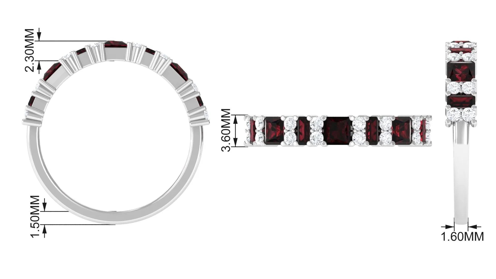 Natural Garnet and Diamond Eternity Ring