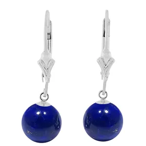 Natural Lapis Lazuli Ball Drop Leverback Earrings 925 Sterling Silver