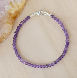 Natural Purple Amethyst Beaded Bracelet
