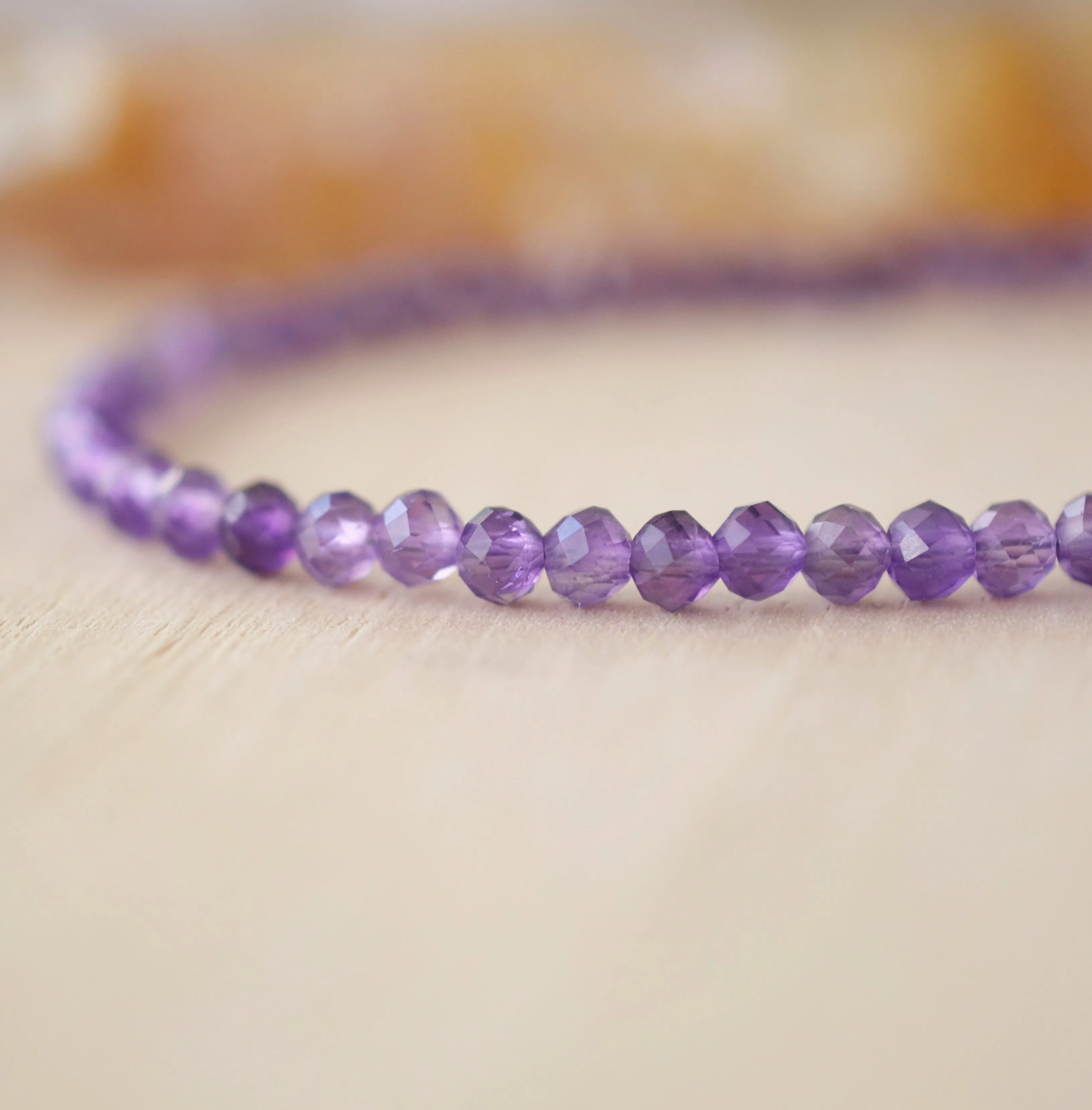 Natural Purple Amethyst Beaded Bracelet