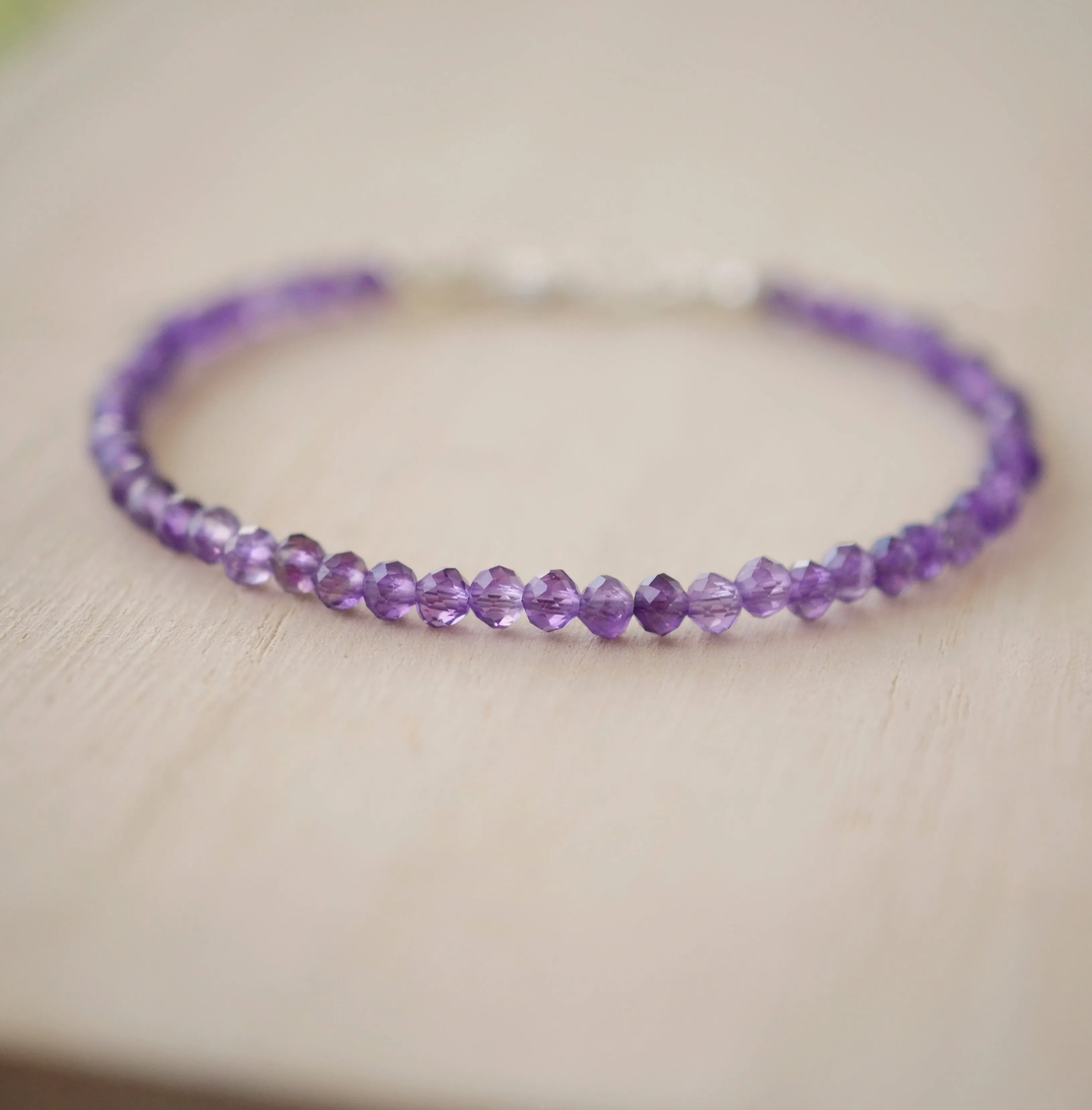 Natural Purple Amethyst Beaded Bracelet