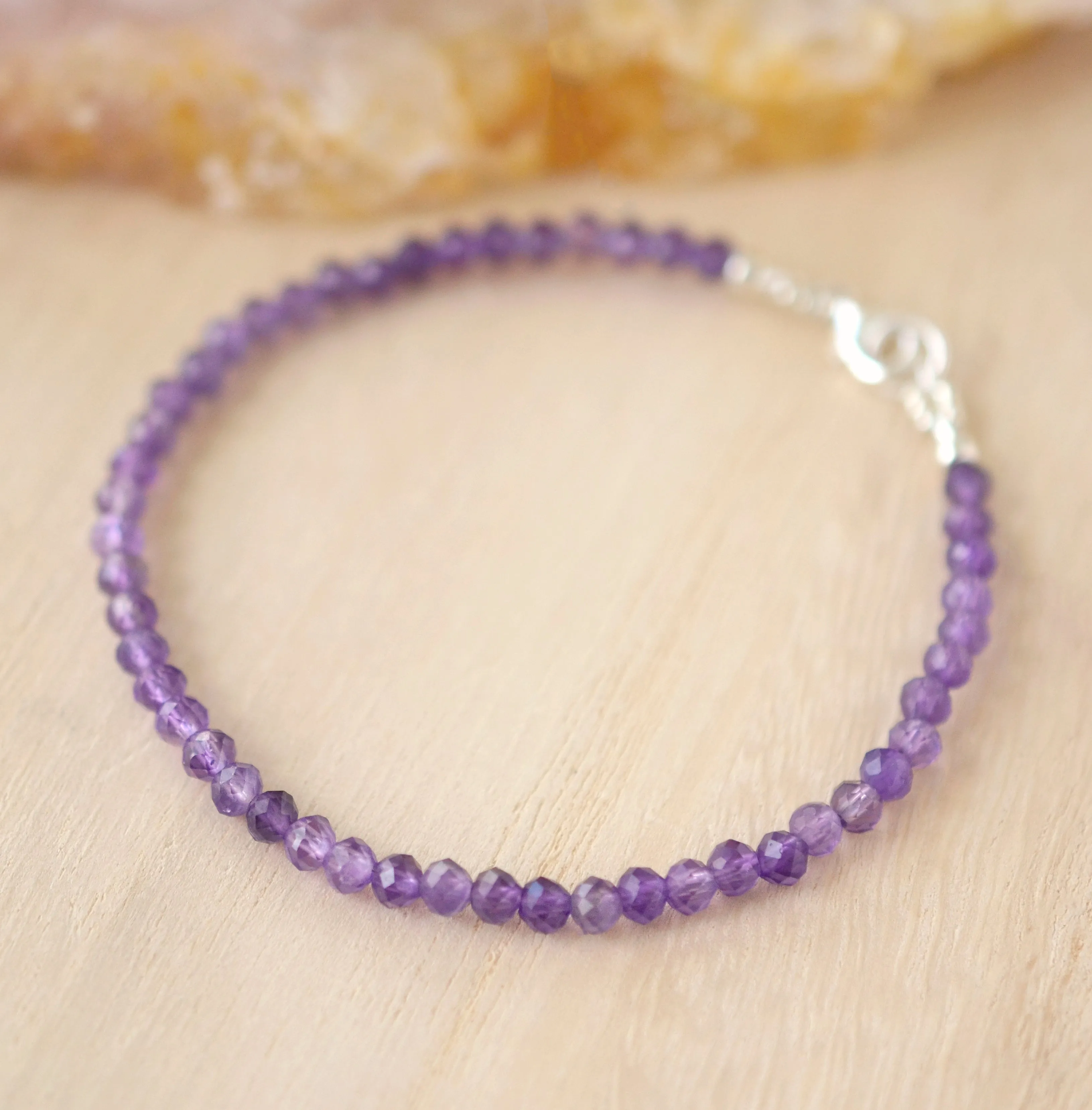 Natural Purple Amethyst Beaded Bracelet