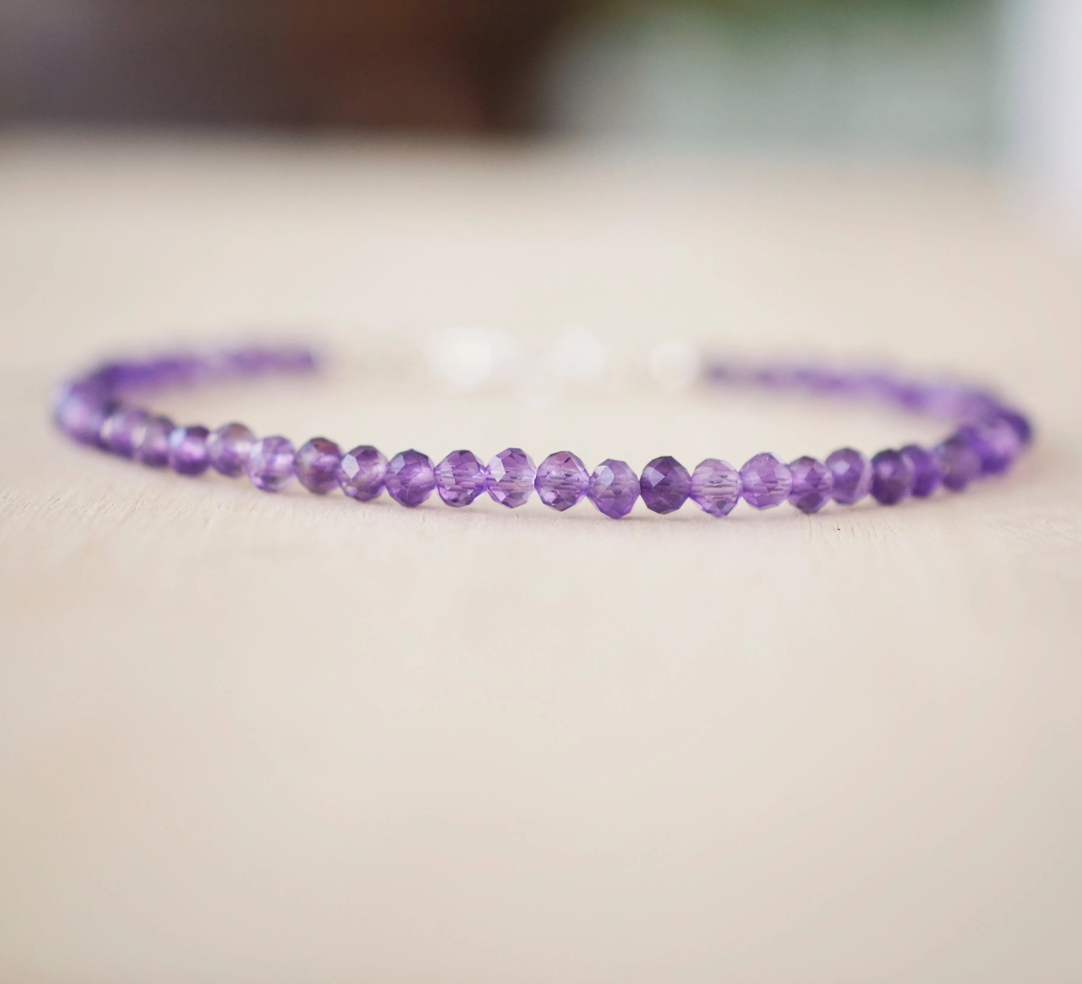 Natural Purple Amethyst Beaded Bracelet