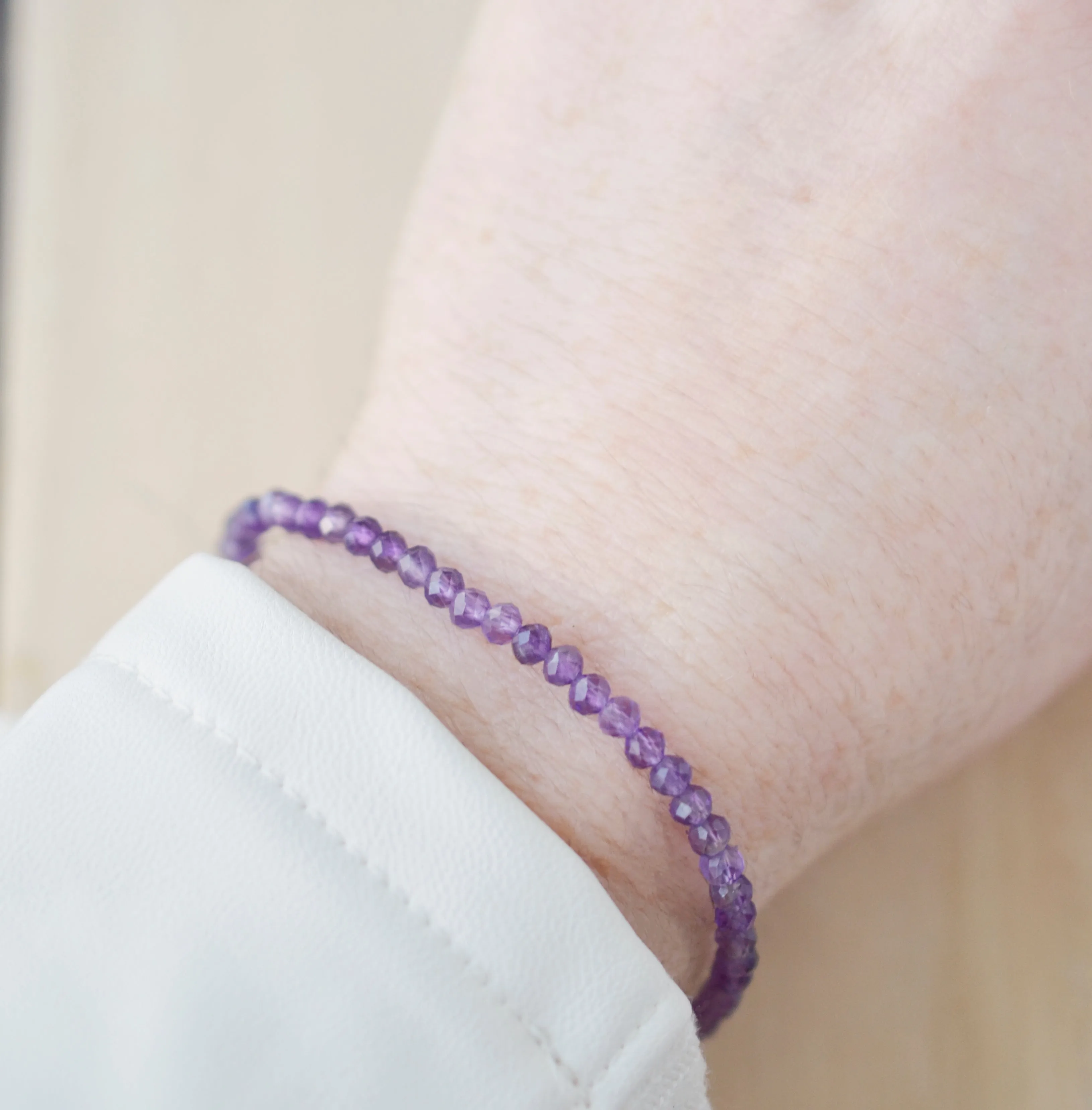Natural Purple Amethyst Beaded Bracelet