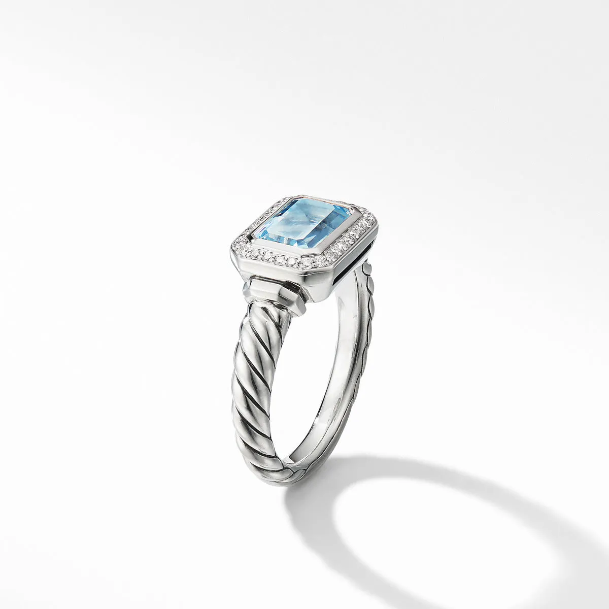 Novella Ring with Blue Topaz and Pave Diamonds
