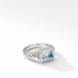 Novella Ring with Blue Topaz and Pave Diamonds