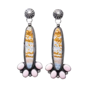 Ocean Water Jasper & Pink Conch Earrings | Hemerson Brown
