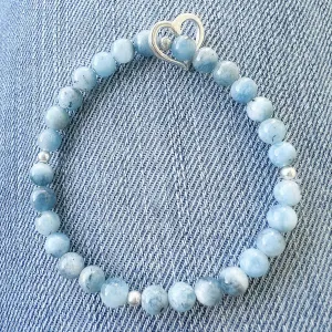Ocean's Heart Aquamarine Beaded Charm Bracelet