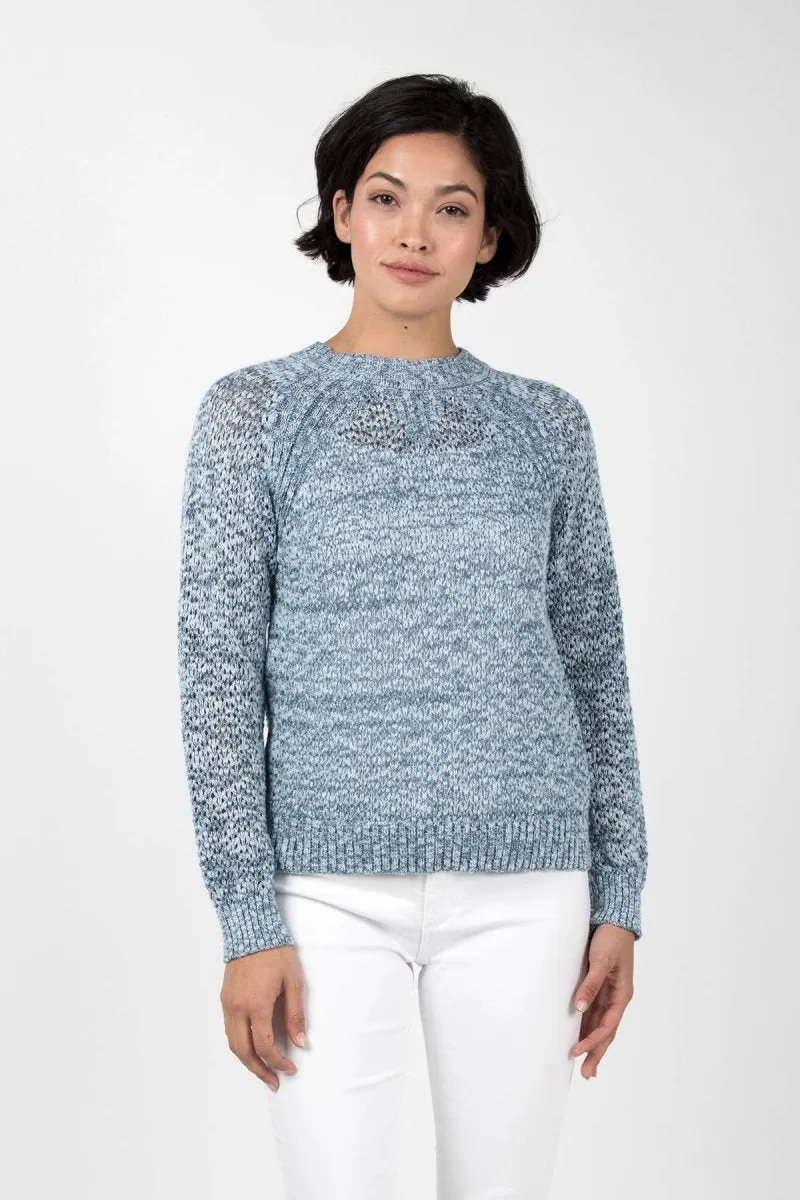 Open Knit Crew Neck in Blue