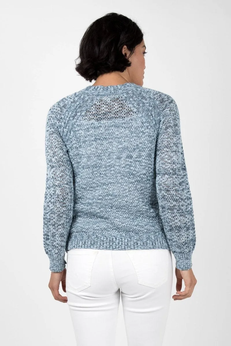 Open Knit Crew Neck in Blue