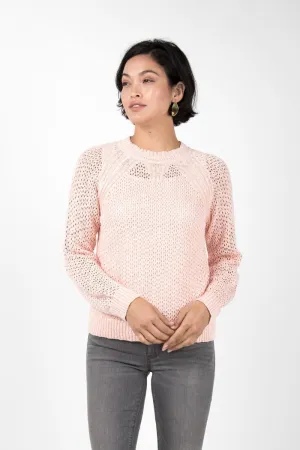 Open Knit Crew Neck in Peach