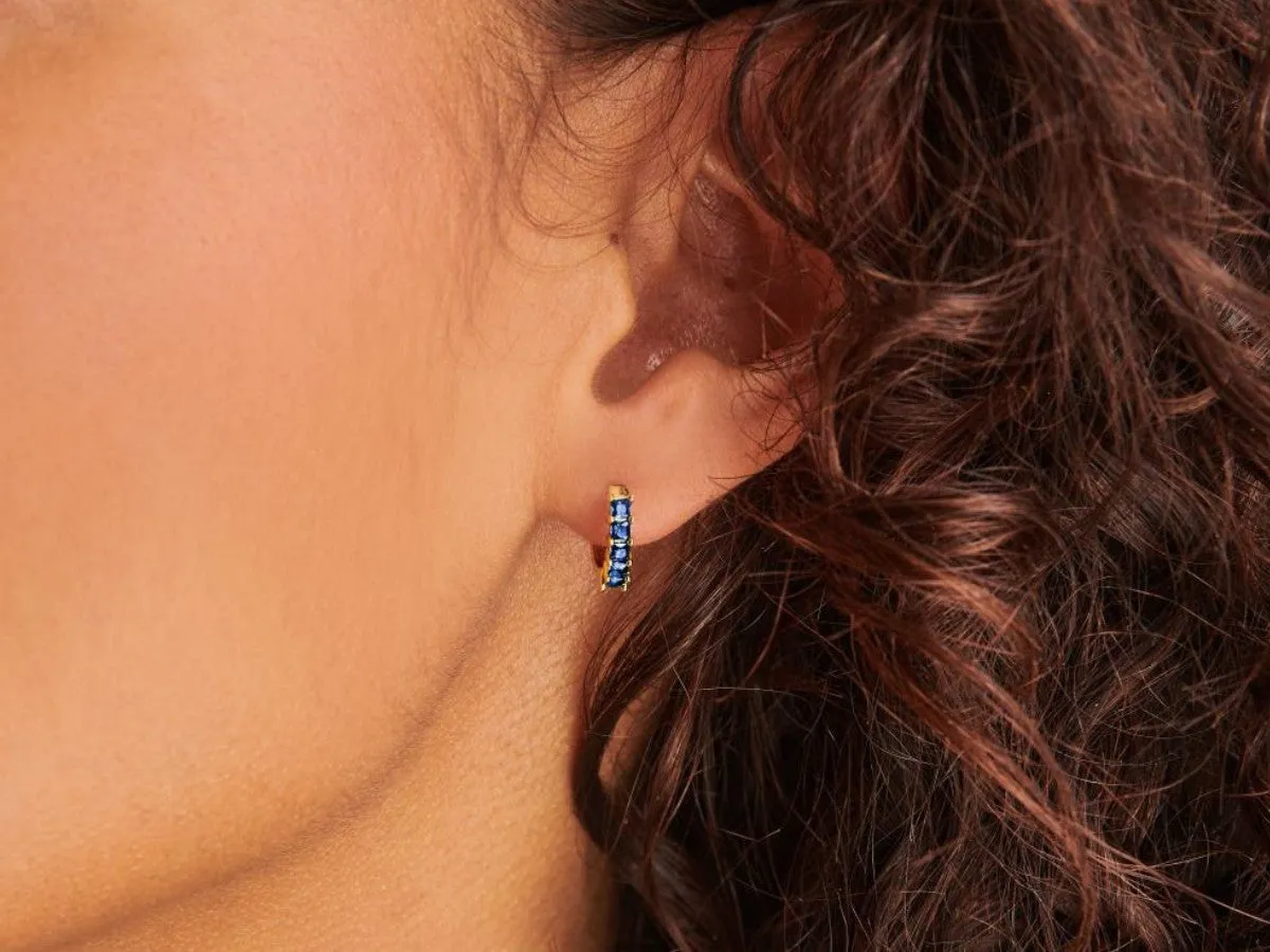 Pavé Sapphire Huggies