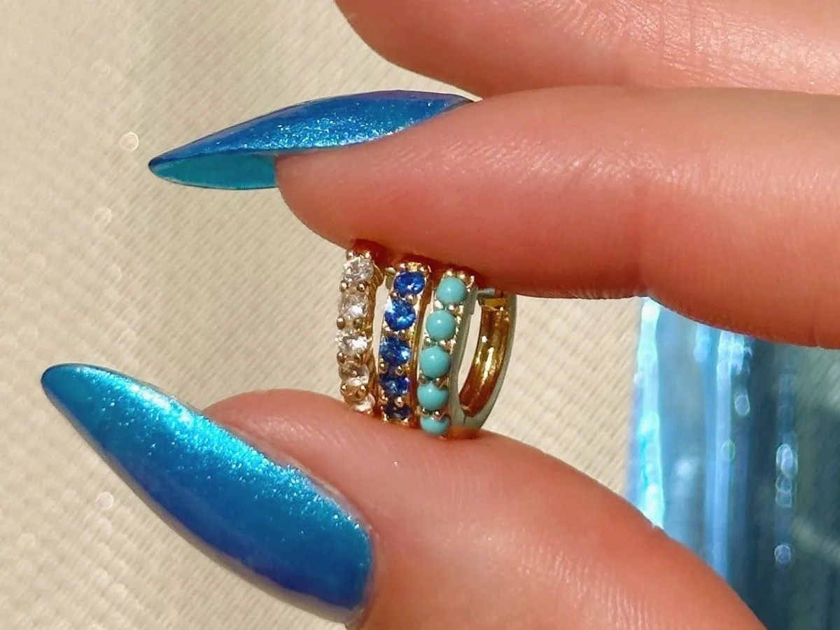 Pavé Sapphire Huggies