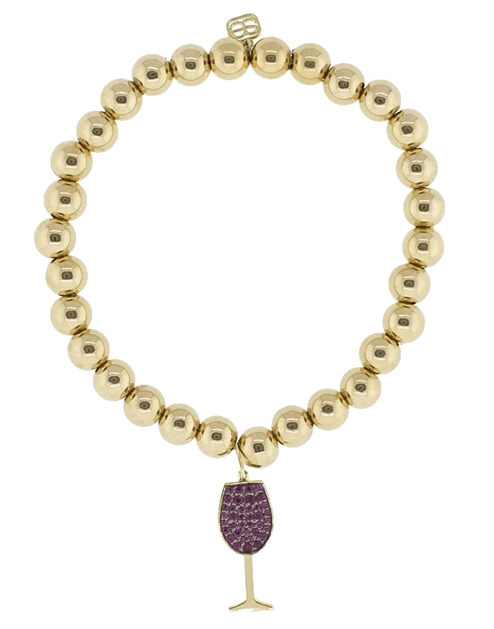 Pave Ruby Wine Glass Charm Bracelet