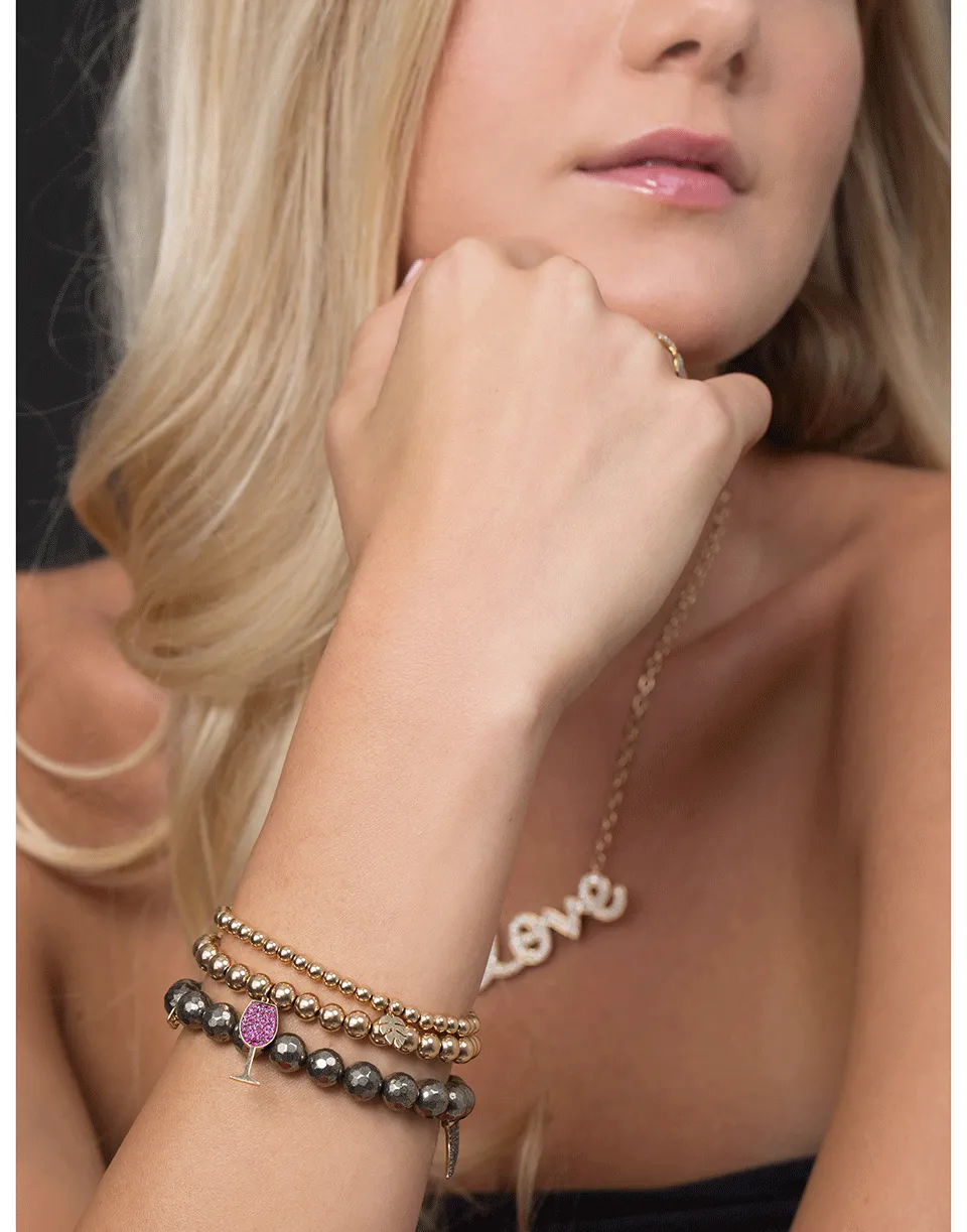 Pave Ruby Wine Glass Charm Bracelet