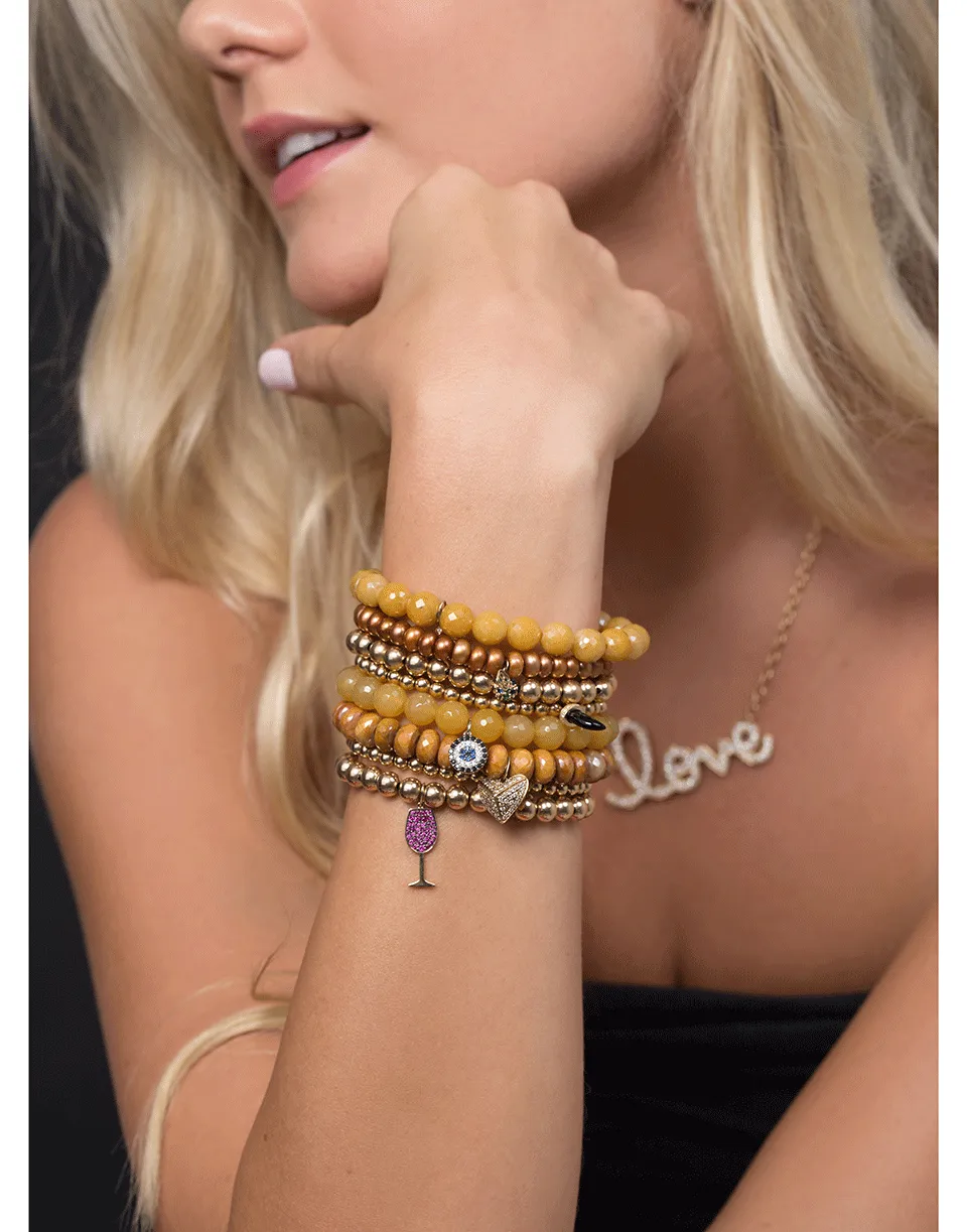 Pave Ruby Wine Glass Charm Bracelet