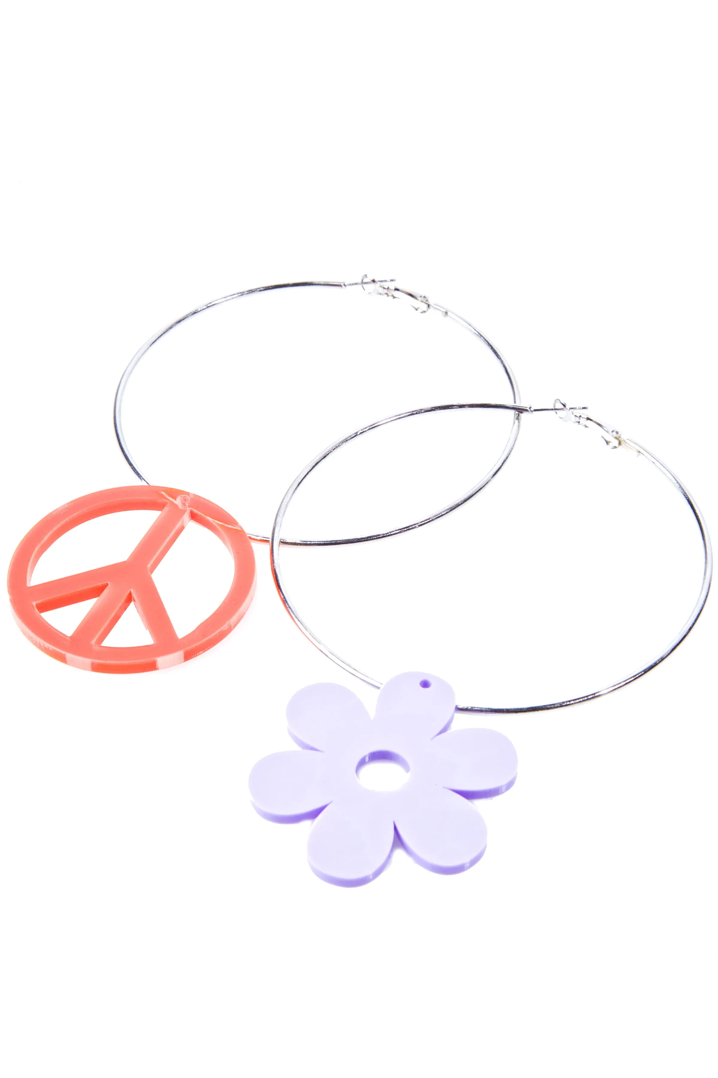 Peace Sign N’ Daisy Silver Hoops