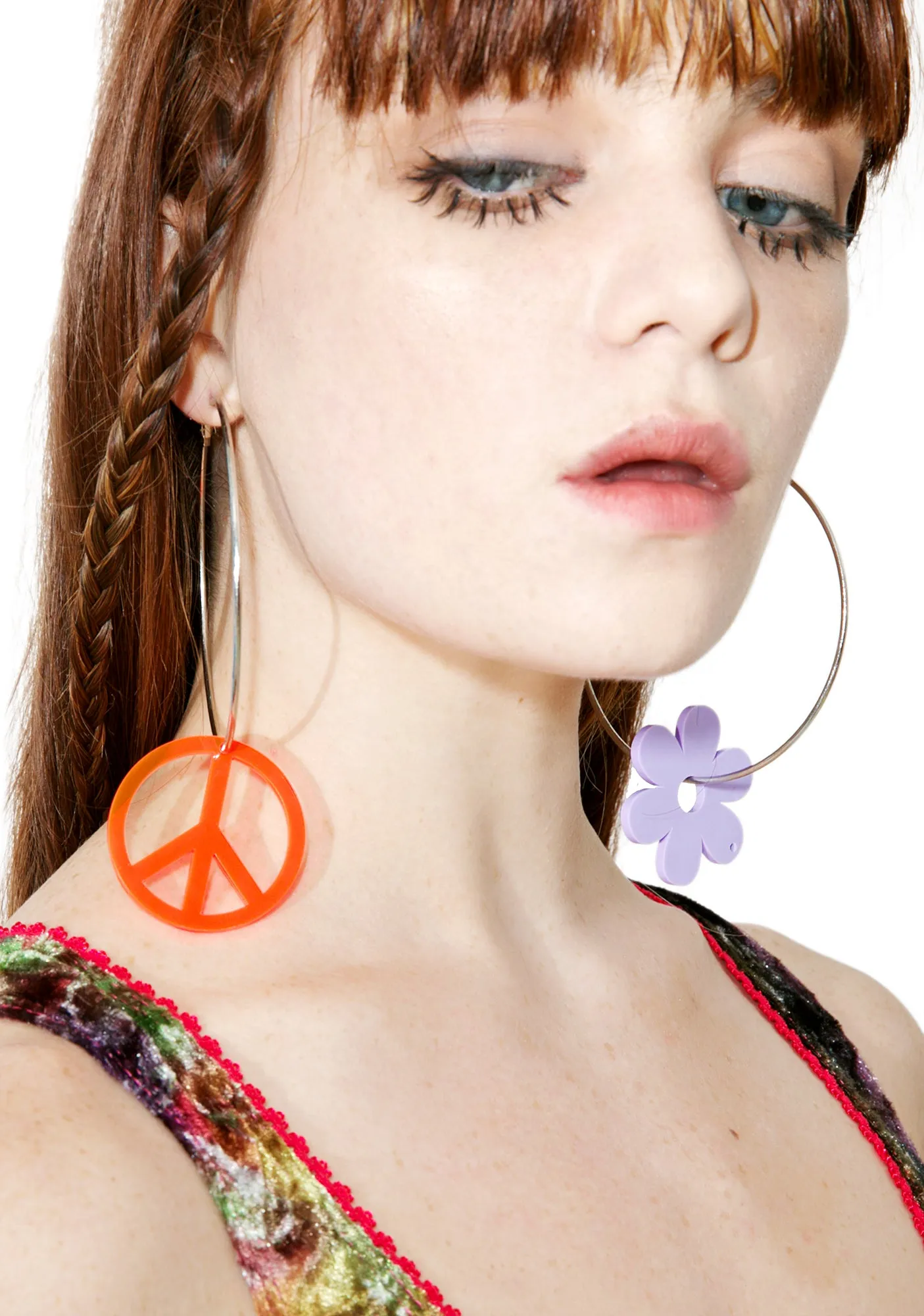 Peace Sign N’ Daisy Silver Hoops