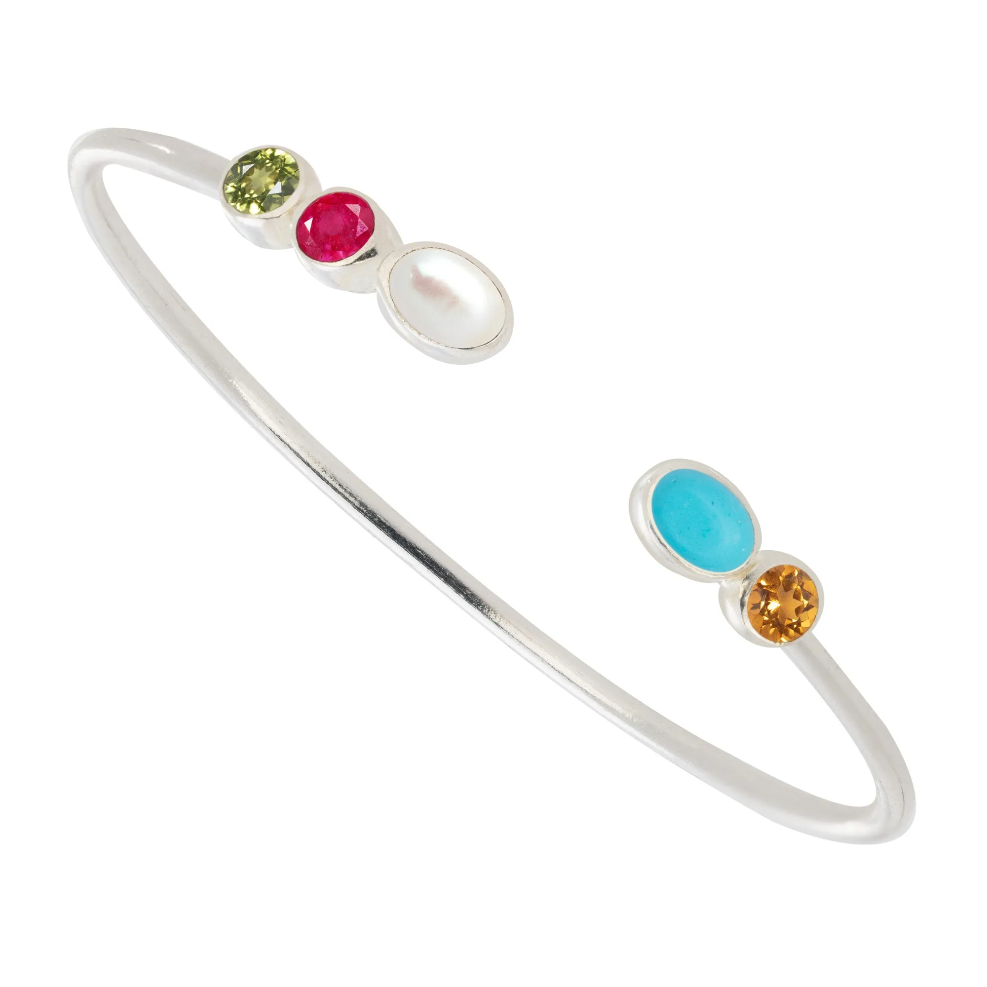 Personalised Birthstone Cuff (5 Gemstones)