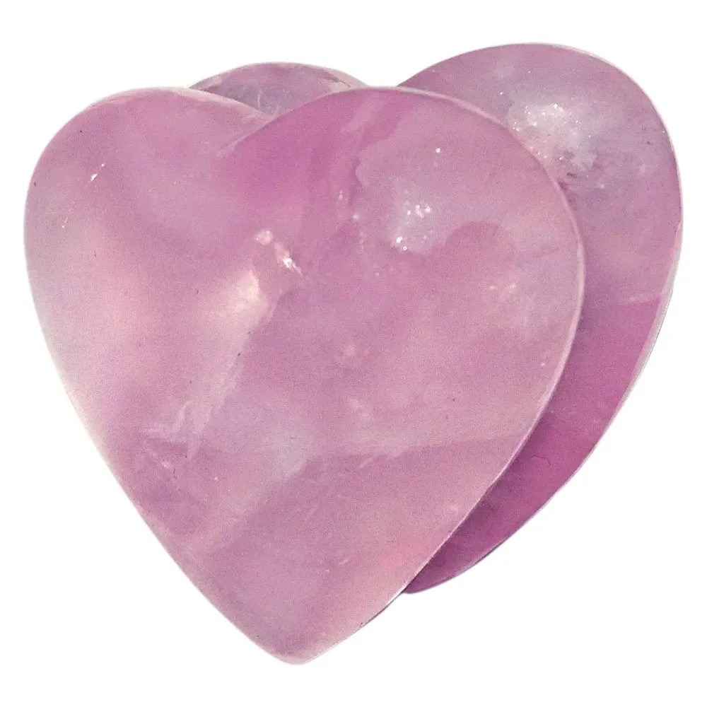 Pinkcity Creation Handicrafts Designer Rose Quartz Stone Love Double Joint Heart Shape (4 x 1 x 3 cm, Pink).