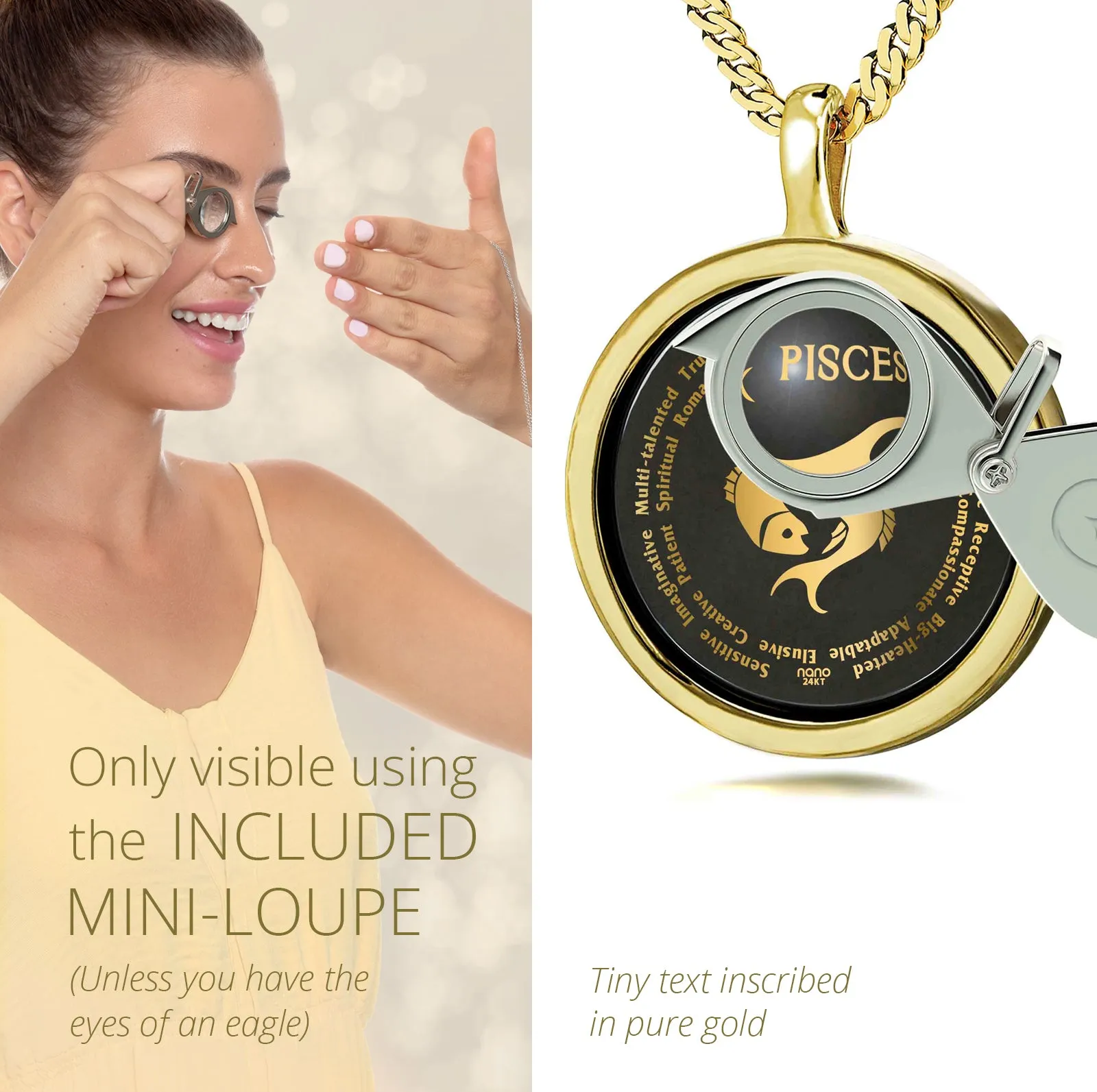 Pisces Necklaces for Lovers of the Zodiac 24k Gold Inscribed