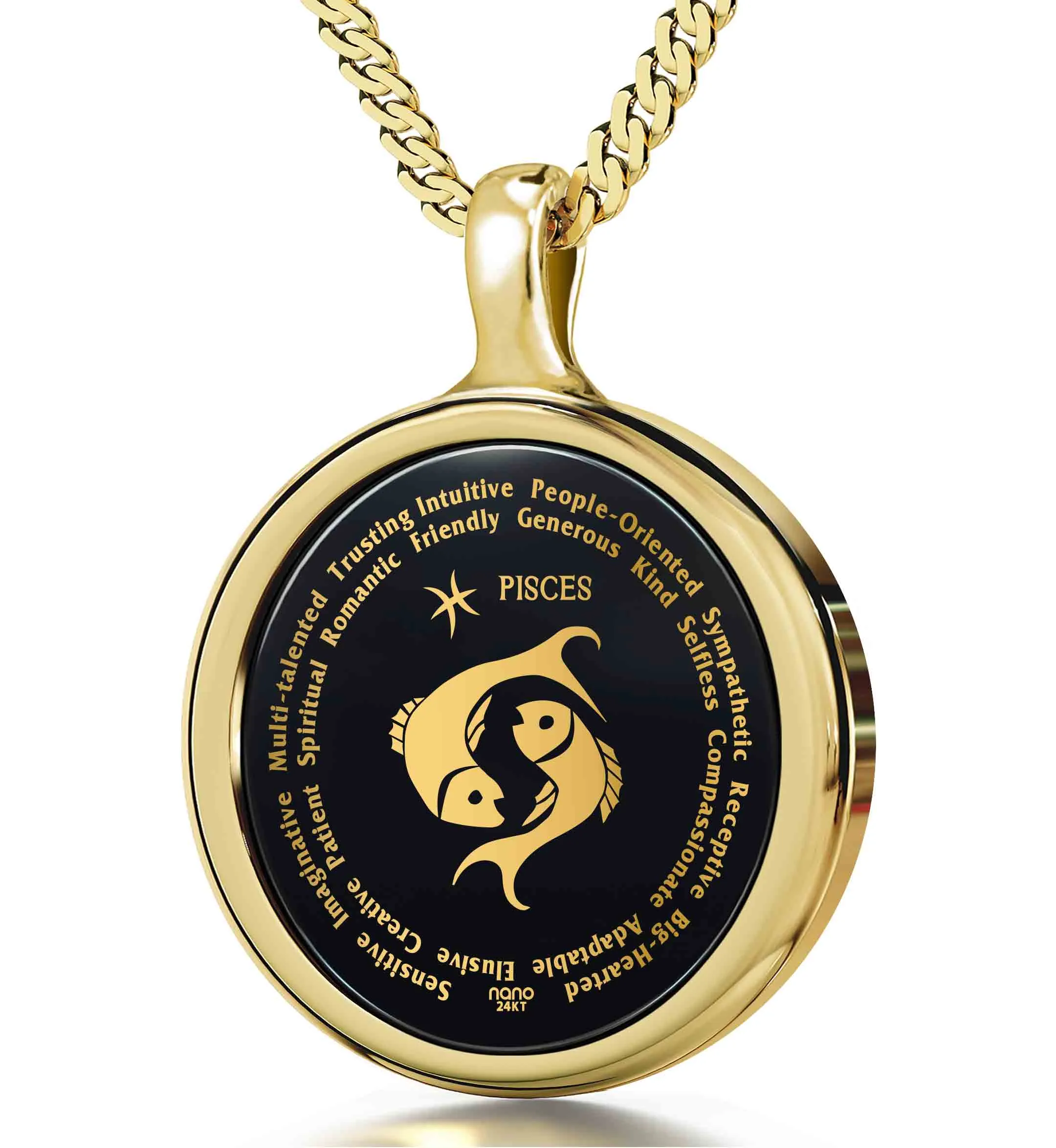 Pisces Necklaces for Lovers of the Zodiac 24k Gold Inscribed