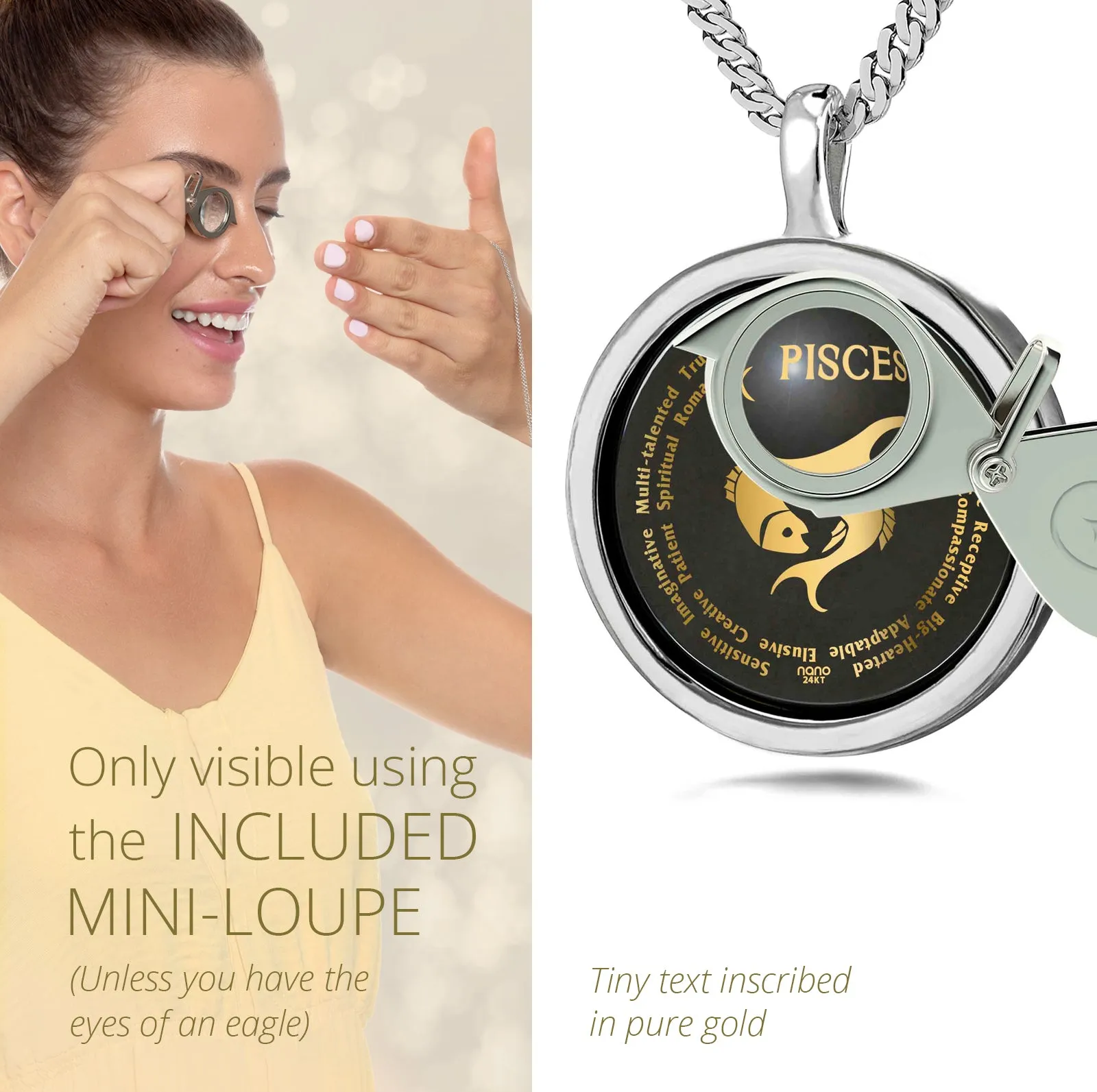 Pisces Necklaces for Lovers of the Zodiac 24k Gold Inscribed